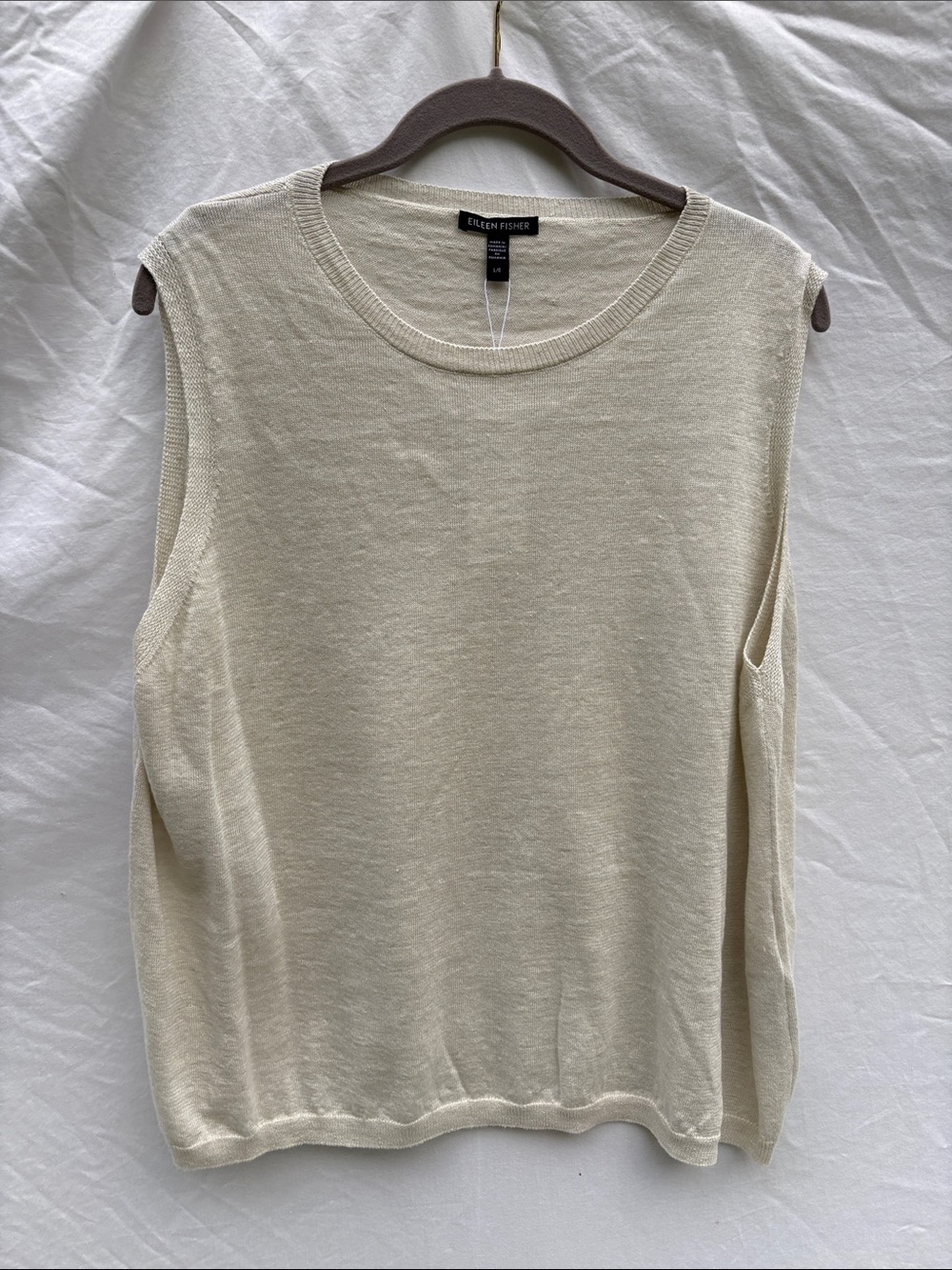 Eileen Fisher Ivory Sleeveless Knit Shell
